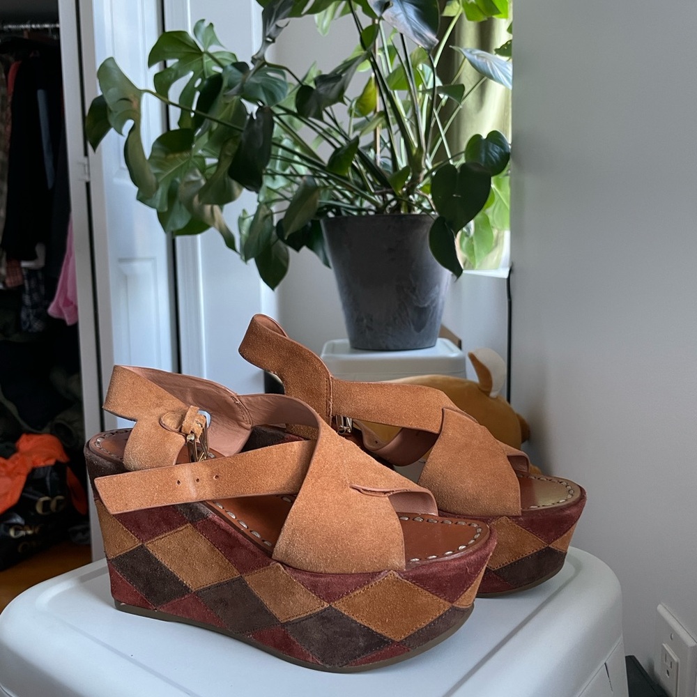 Sigerson Morrison Tan and Brown Wedges